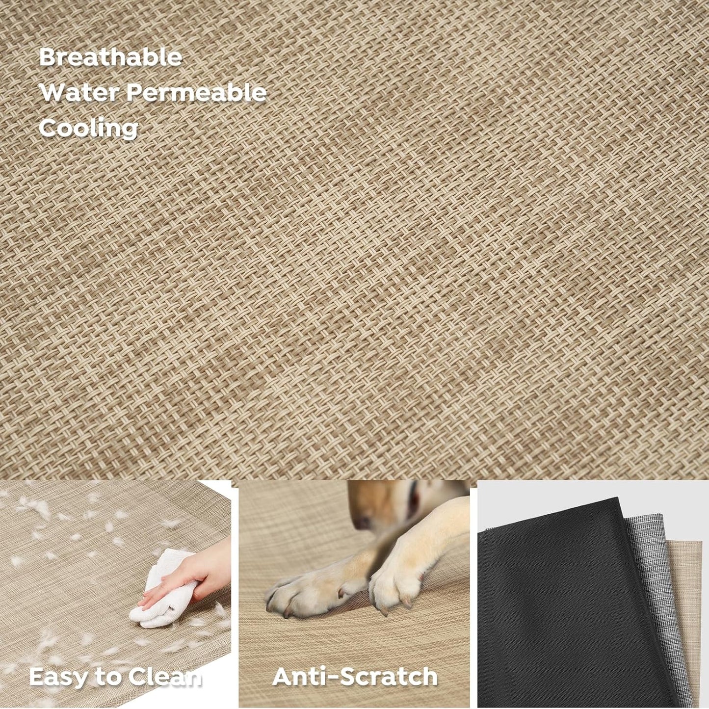 Veehoo Cooling Elevated Dog Bed - Raised for Large Dogs, Outdoor With Guardrail, Upgraded Non-Slip Feet, Breathable Teslin Mesh, Portable Camping Cot, 47 x 29 Inches, Beige Coffee - Pet Explorer