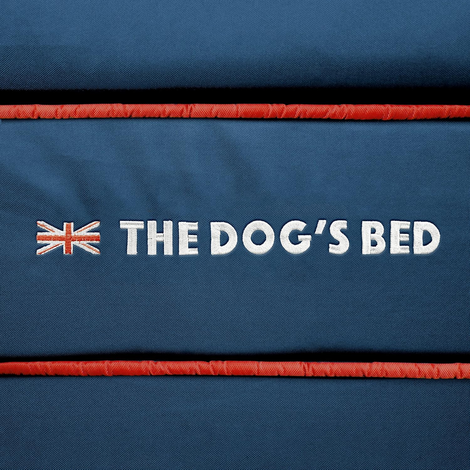 The Dog’s Bed Orthopedic Headrest Dog Bed Large Blue Oxford with Red Trim UK Flag Dog Bed 40x25, Memory Foam, Hip & Elbow Dysplasia, Post Surgery Veterinary Approved, Waterproof Washable Cover - Pet Explorer