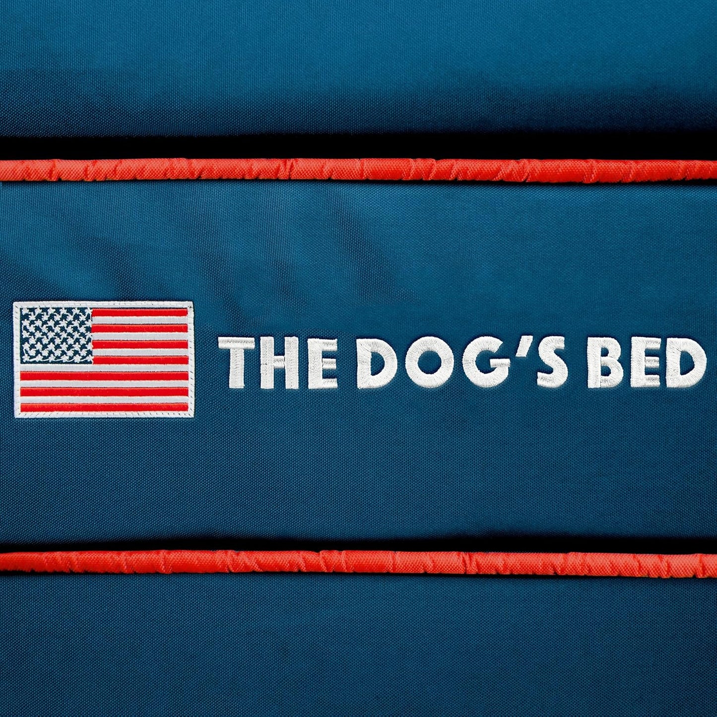 The Dog’s Bed Orthopedic Headrest Dog Bed XL Blue Oxford with Red Trim US Flag 46x28, Memory Foam, Hip & Elbow Dysplasia, Post Surgery, Lameness, Veterinary Approved, Waterproof Washable Cover - Pet Explorer