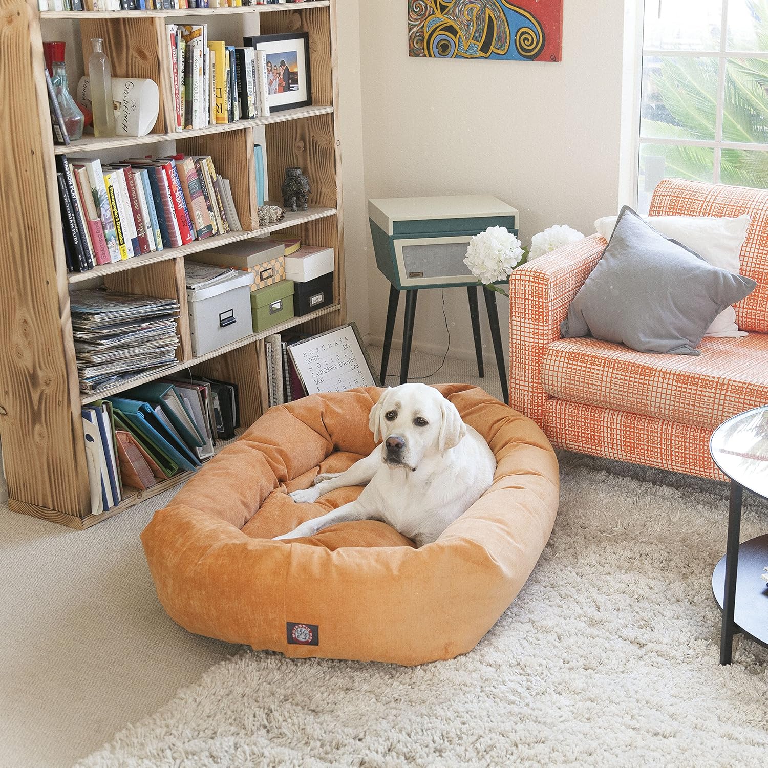 Majestic Pet 24 Inch Micro Velvet Calming Dog Bed Washable – Cozy Soft Round Dog Bed with Spine for Head Support - Fluffy Donut Dog Bed 24x19x7 (inch) – Round Pet Bed Small – Azure - Pet Explorer