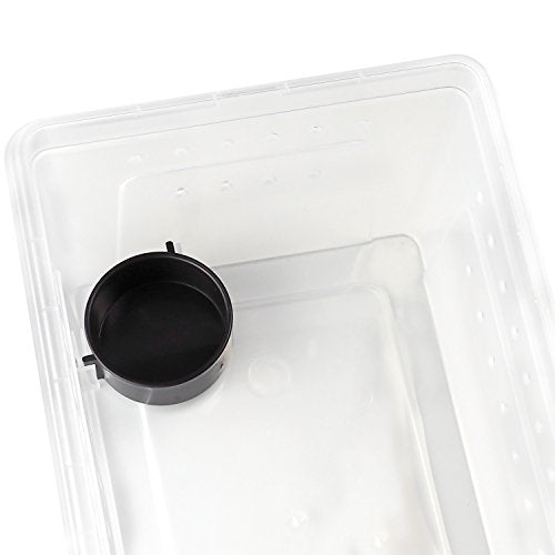 Portable Reptile Terrarium Habitat for Mini Pet Houses Breathable Holes Stackable Container (2PCS-Clear-M)