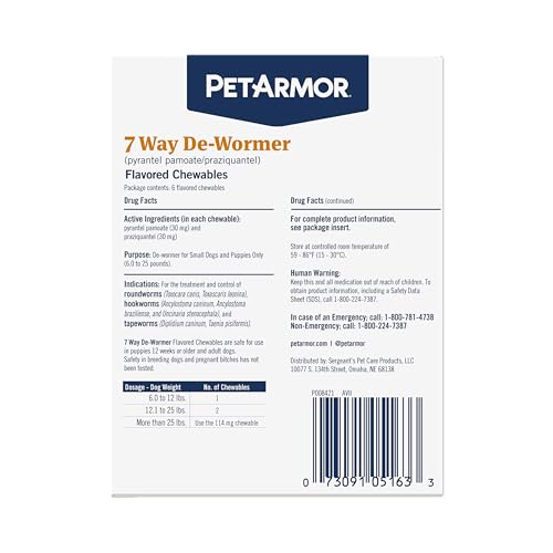 7 Way Dog Dewormer Small 6 (Small Dogs & Puppies (6-25 lbs) / 6 Count)