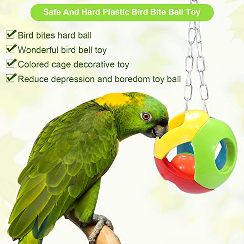 3 Pack Bird Chew Bells Balls Parrot Training Toy for Cockatiel (D - Parrot Ball Toy)