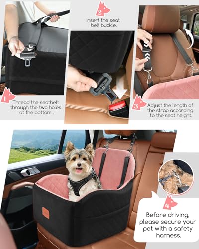 Dog Booster Car Seat for Small (Black/Pink / Medium)