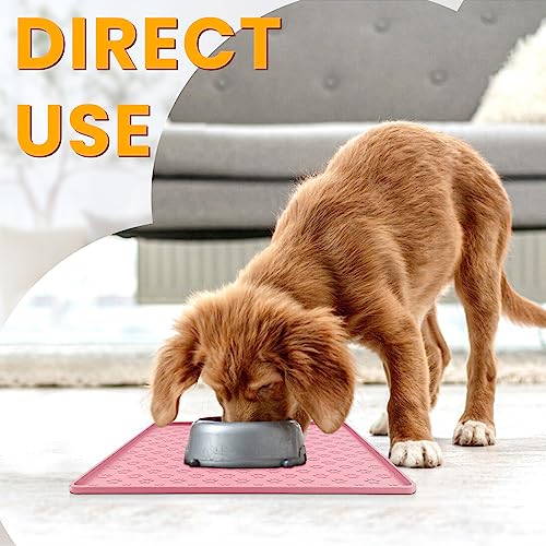 Pet Placemat for Dog and Cat (11.8"L x 11.8"W / Pink)