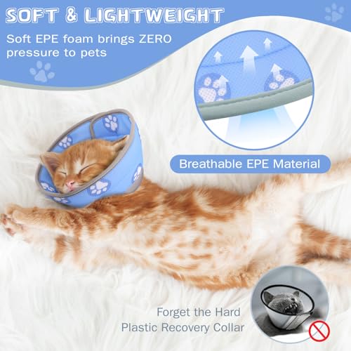 Cat Cone Collar Soft Elizabethan Collar for Surgery Recovery (Blue / L (Neck 9"-11"))