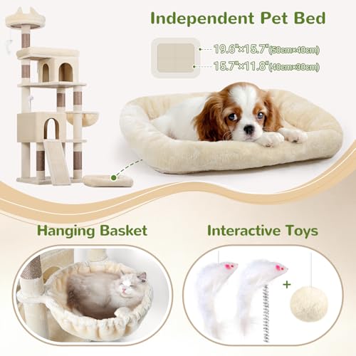 S72 Heavy Duty Cat Trees for Large Cats 20 lbs+ (Beige / 72 inch)