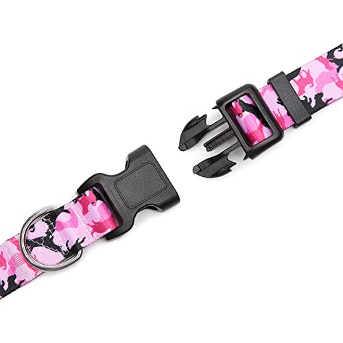 Adjustable Dog Collar (Medium / Dog Camouflage Pink)