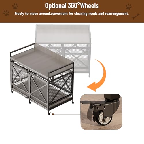 48" Dog Crate with Wheels (Textured Gray / 47.2"L x 27.5"W x 36.0"H)