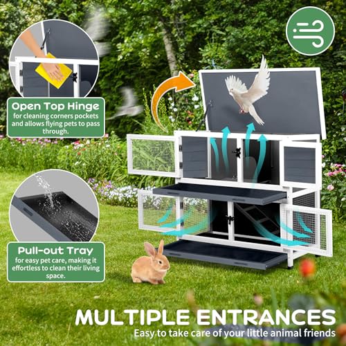 2 Story Solid Wood Rabbit (Grey)