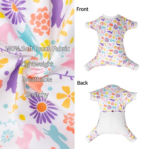 Small Dogs Outfit Soft Puppy Onesies Pjs Dog Pajamas Pet Coat Cat Apparel Comfy Doggie Jumpsuit Bodysuit for All Seasons (Rabbit / X-Small)