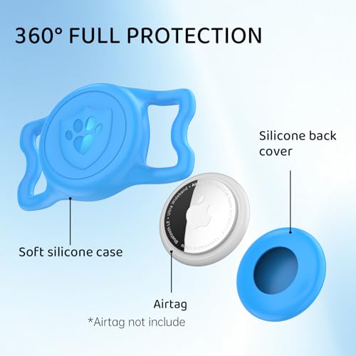 IP68 Waterproof AirTag Holder for Dog Collar (Blue)