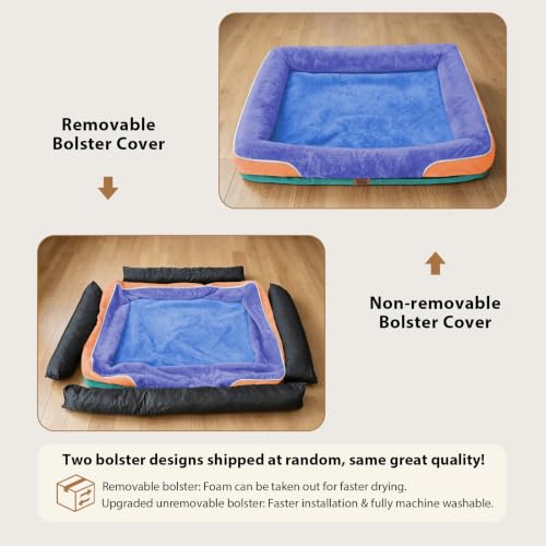 Orthopedic Washable XXL Dog Bed for Extra Large Dogs (Navy Orange / 45"L x 35"W x 7.5"Th)