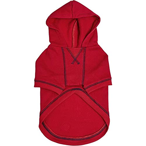 Essentials Soft & Comfy Better Basic Cotton Blend Dog Hoodie Sweatshirt in Red (24 inch (Pack of 1) / Dog Hoodie - Red)