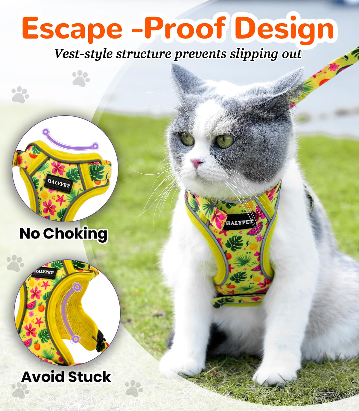 Cat Harness and Leash Set (H604 Pro Bright Yellow / X-Small (4-6lb))