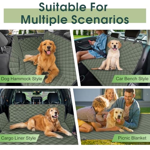 Waterproof Dog Car Seat Cover for Back Seat (Grayish Green / Small,Standard)