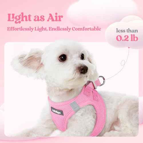 Dog Harness Small Sized and Leash Set (Light Pink / S (chest: 15.1 - 16.5"))
