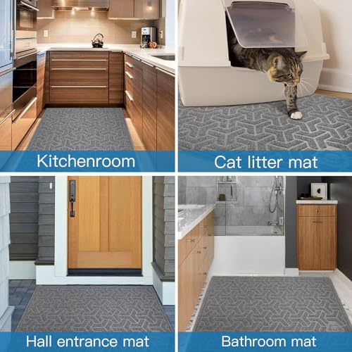 Waterproof Cat Litter Mat Large 35" x 47" Soft on Kitty Paws (G-Gray)