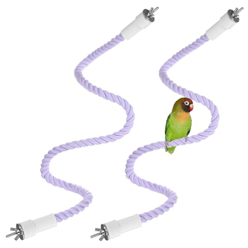 2 Pack Rope Perches for Bird Cages (Purple / 31.5 in)
