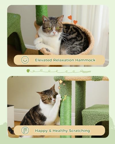 53 Inch Green Cat Tree with 2 Condos for Indoor Cats (Green / 53 inches)