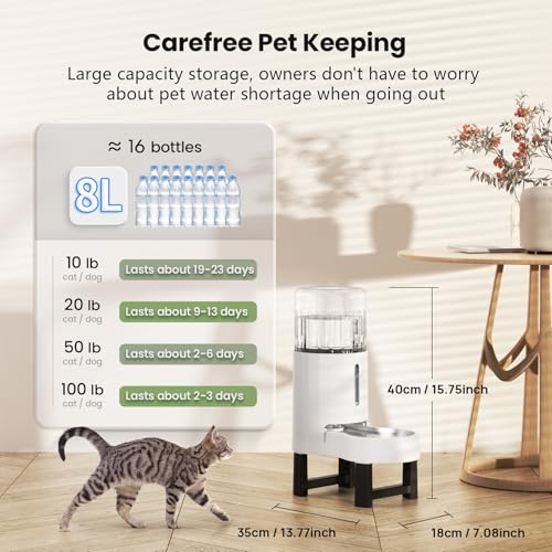Gravity Dog Water Bowl Dispenser (White / 8L+Stand)