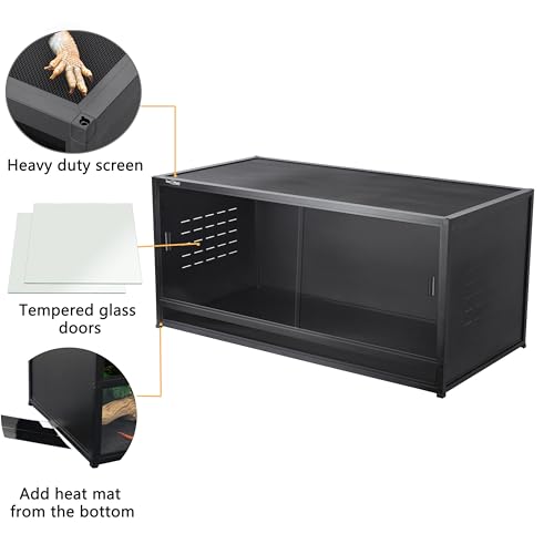 Stackable PVC Reptile Enclosures 44 Gallon ToxiRium Large Reptile 40''x16''x16 Space efficient Tank for Bearded Dragon Lizard Snake (Two 40x16x16''-44 Gallon with Kit)