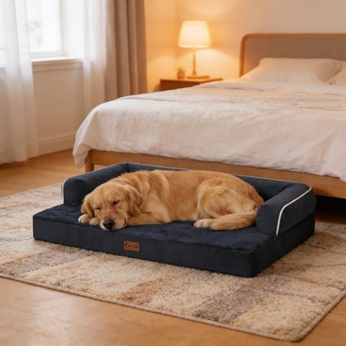 Orthopedic Dog Bed for Extra Large Dogs (Navy Blue / 53.0"L x 42.0"W x 8.0"Th)
