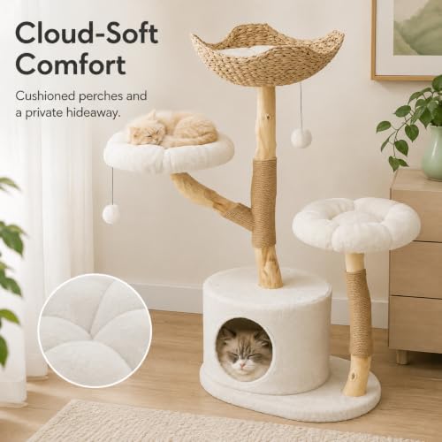 Solid Wood Cat Tree Tower (Three layer)