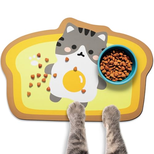 Cat Food Mats for Floor (Egg / 17.7"L x 9.8"W)