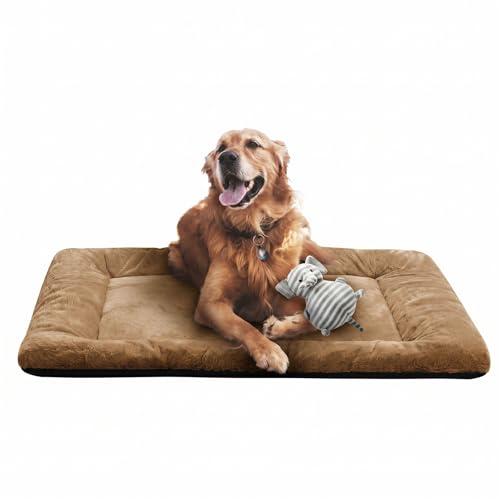 Dog Crate Pad Washable Dog Bed for Crate Large Cozy Mat 42 (42.0"L x 28.0"W x 1.0"Th / Camel)