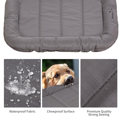 Durable Dog Bed Tough and Tear Proof Dog Crate Bed with Heavy (Gray / L(35"x21"x3"))