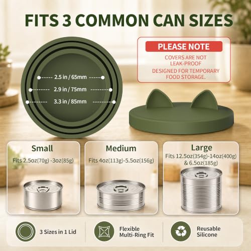 3-in-1 Dog Food Can Lids, Cat Food Can Covers, 2pcs, Camo Green (Camo Green)
