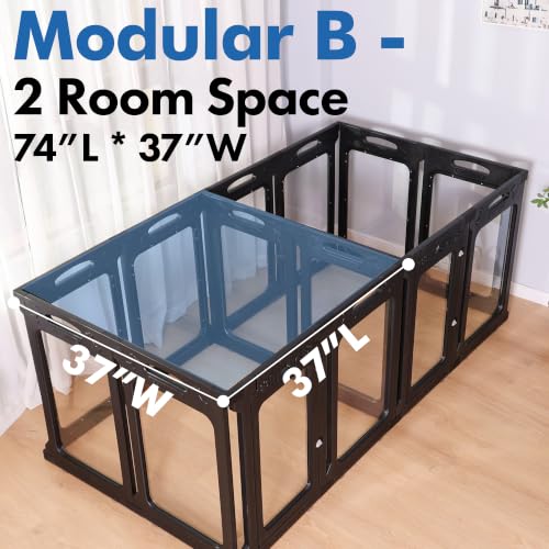 Clear Acrylic Dog Playpen Indoor (Black / 30" Height)