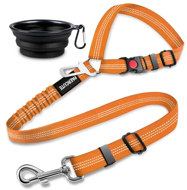 2 Piece Set Retractable Dog Car Seatbelts (Orange)