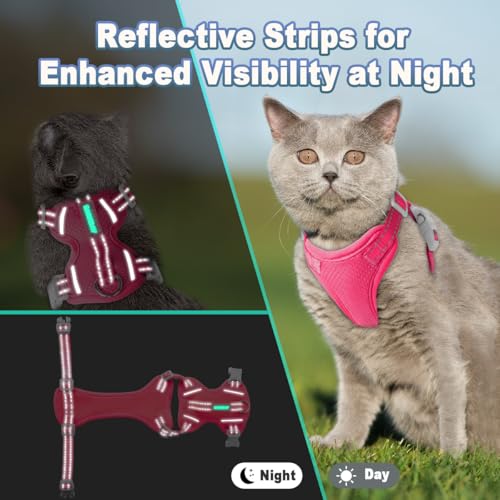 Cat Harness and Leash Set Escape Proof for Kitten Walking (Medium / Pink)