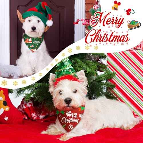 100 Pcs Christmas Dog Bandanas Bulk (Christmas / 19.7 x 13.8 x 13.8 Inch)