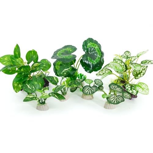 Betta Fish Tank Accessories 7 Pack Silk Aquarium Plants Decoration Artificial Fish Tank Plants Set for Aquariums Decor (F-7pcs Set/Green)