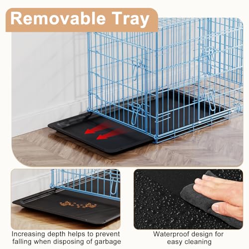 42" Foldable Metal Dog Crate (Blue)