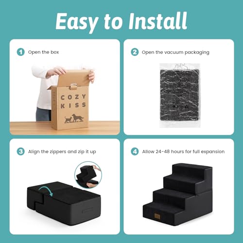 Dog Stairs for Small Dogs (Black / 17.7x23.6x17.7 inch)