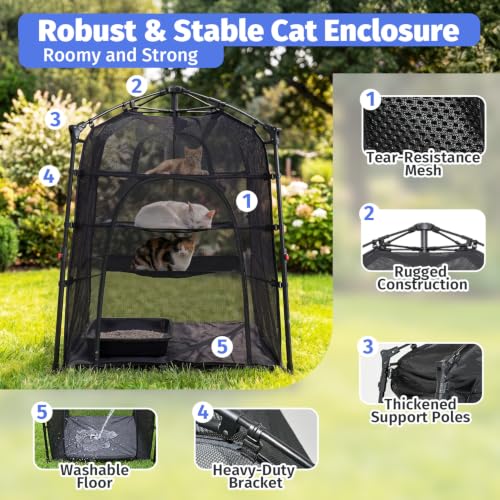 Catio Outdoor Cat Enclosure Pop up Cat Tower Tent (XL Square / XLarge, 32" x 32" x 35"H)