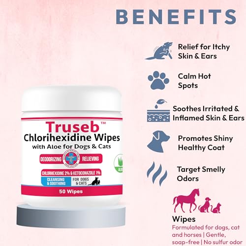 Truseb Topical Ketoconazole and Chlorhexidine Wipes for Dogs