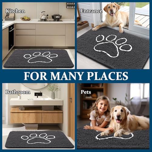 Dog Door Mat for Muddy Paws 34x21 (Dark Grey / 34" X 21")