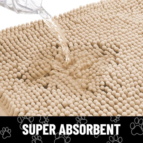 Dog Door Mat for Muddy Paws (36"X24" / Beige and Black)