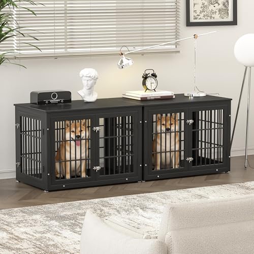 38" Heavy Duty Dog Crate Furniture for Large and Medium Dogs (Black / 38.3"L x 25.4"W x 27.7"H)
