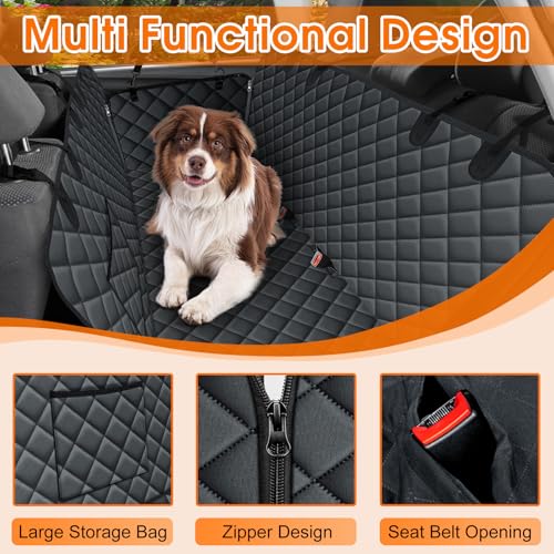 Waterproof Dog Car Seat Cover for Back Seat (Black / Large,Standard)