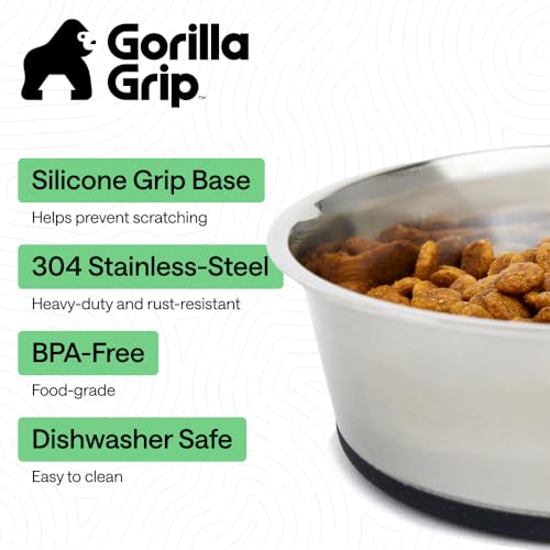 Dog Bowl Food Grade Stainless Steel Water Bowls (Black / 2 Cup - Single Bowl)