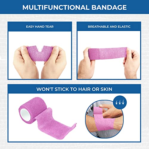Self Adhesive Bandage Wrap (2 Inch Multicolor - 12 Pack)