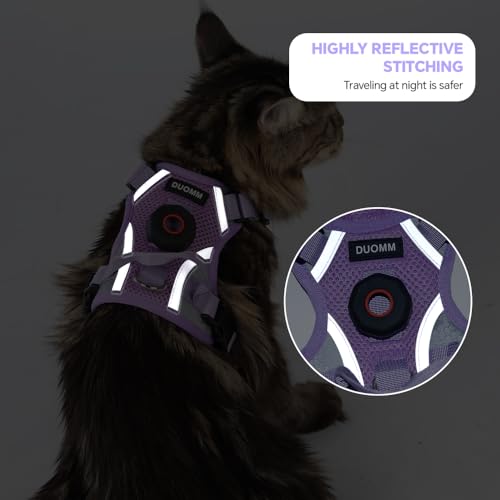 Cat Harness and Leash Set with AirTag Holder (Purple (Holder for Airtag) / XL)
