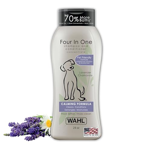 USA 4-in-1 Calming Dog Shampoo with Lavender Chamomile Scent – Cleans, Conditions, Detangles, & Moisturizes - Pet Friendly Formula - 24 Oz - Model 820000A (24 Ounce)