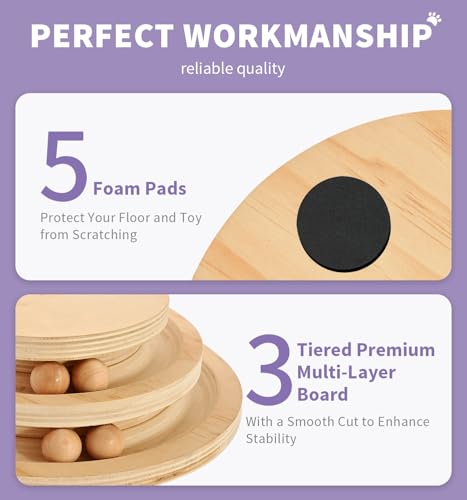 Made4Pets Kitten Toy Scratching Post for Indoor Cats with Ball Track (17.7"H)